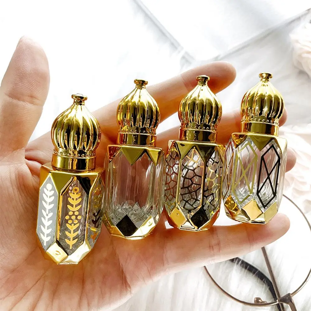 Portable 6ml Luxury Golden Refillable Perfume Bottles Glass Roll-on Essential Oil Bottle Empty Cosmetics Sample Test Container