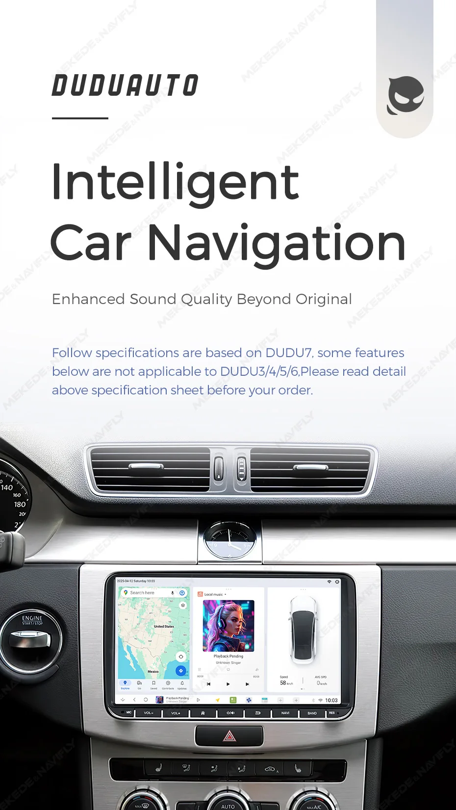 DUDUAUTO 8-Kern Dual-Band GPS 9 Zoll DUDU7 Autoradio für Volkswagen Seat Skoda Passat Golf Polo Jetta, kabelloses Carplay, Android Auto, OTA Online-Upgrade, DUDU OS, intelligentes Autosystem, 4G WIFI, BT, DSP, RDS, GPS-Navigation, Bildschirm – Detail 2