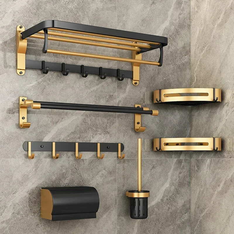 Towel rack, space aluminum storage rack, wall mounted bathroom towel rack, storage rack acessorios para banheiro towel bar