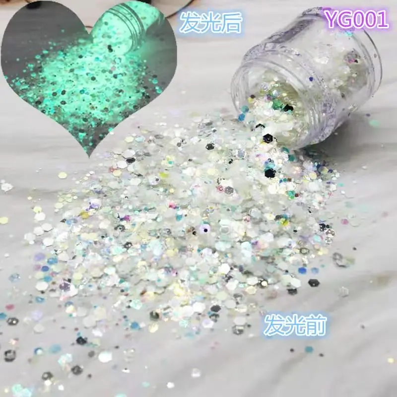 

500g Luminous Nail Glitter Mixed Sequins Sparkly Nail Glitter Powder Fluorescent Tips Glow In The Dark 12 Colors Nail Glitter