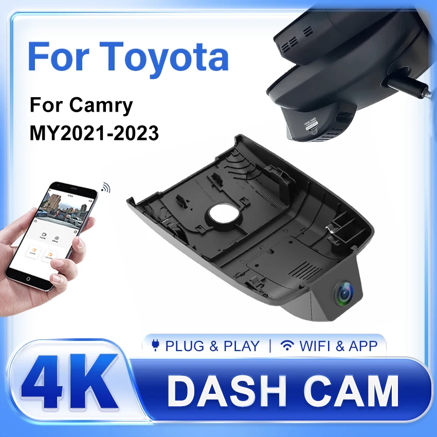 Plug and play Car DVR Dash Cam Driving Recorder 4K UHD 2160P Modification Accessories Parts For Toyota Camry 8th Gen 2021-2023
