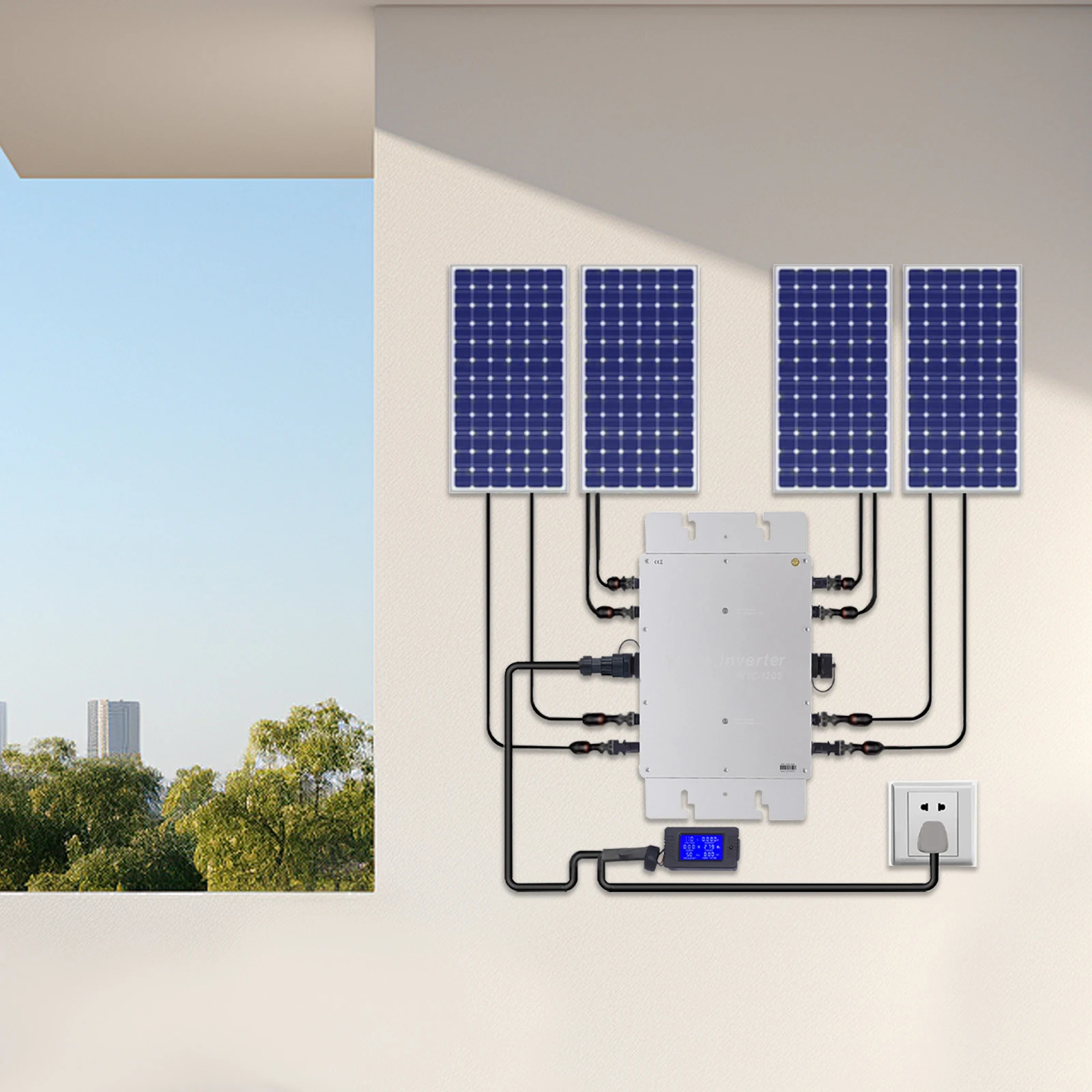 BYMAOCAR 1200 واط الشمسية شبكة التعادل مايكرو العاكس ، مقاوم للماء IP65 ، ث/التيار المتناوب مراقبة البيانات شاشة LCD للوحة طاقة شمسية 30 فولت 36 فولت #2