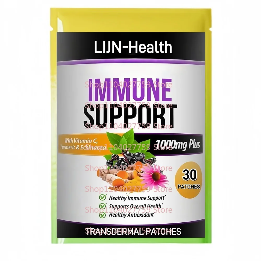 30 remendos de suporte imunológico remendos transdermicos com zinco de sabugueiro e probióticos de vitamina C e reforço de sistema imunológico de cúrcuma