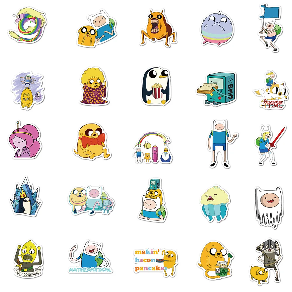 100Pcs Adventure Time Stickers Cartoon Animation Luggage Scooter Laptop Refrigerator Graffiti Stickers Decorative Toys