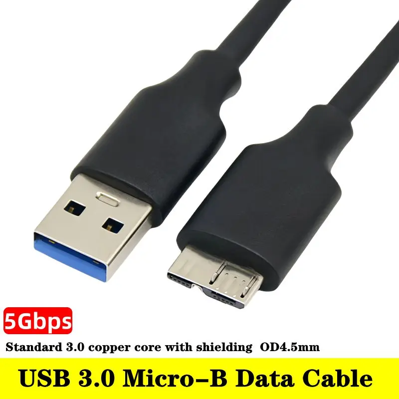 High Speed USB 3.0 to Micro-B Portable Hard Drive Data Cable, Laptop Connected to Hard Drive Box Connection Cable