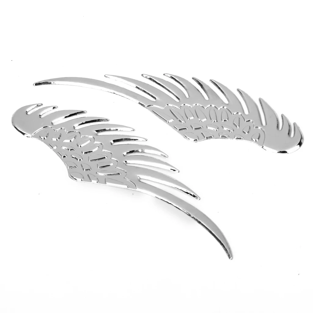 2X 3D Metal Angel Wing Car Decoration Emblem Badge Decal Sticker Silver