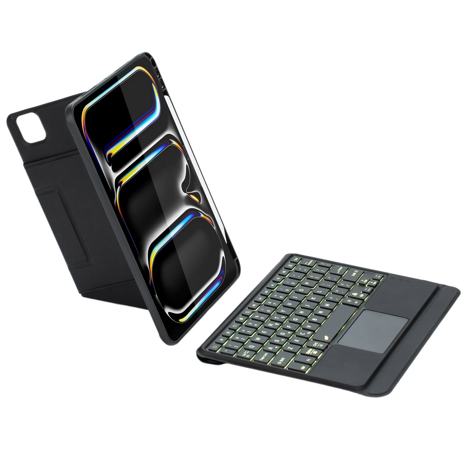 HY-13B لجهاز iPad Pro 11 (2024) حافظة جلدية قابلة للفصل مع لوحة مفاتيح متوافقة مع تقنية Bluetooth مع حامل عائم - أسود