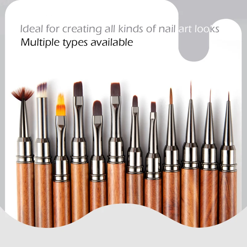 1PC Round Wood Handle Nail Art Liner Brush DIY Painting Pen Sandalwood Syringe Brushes Drawing Fine Lines Stripe Pen UV Gel Nail