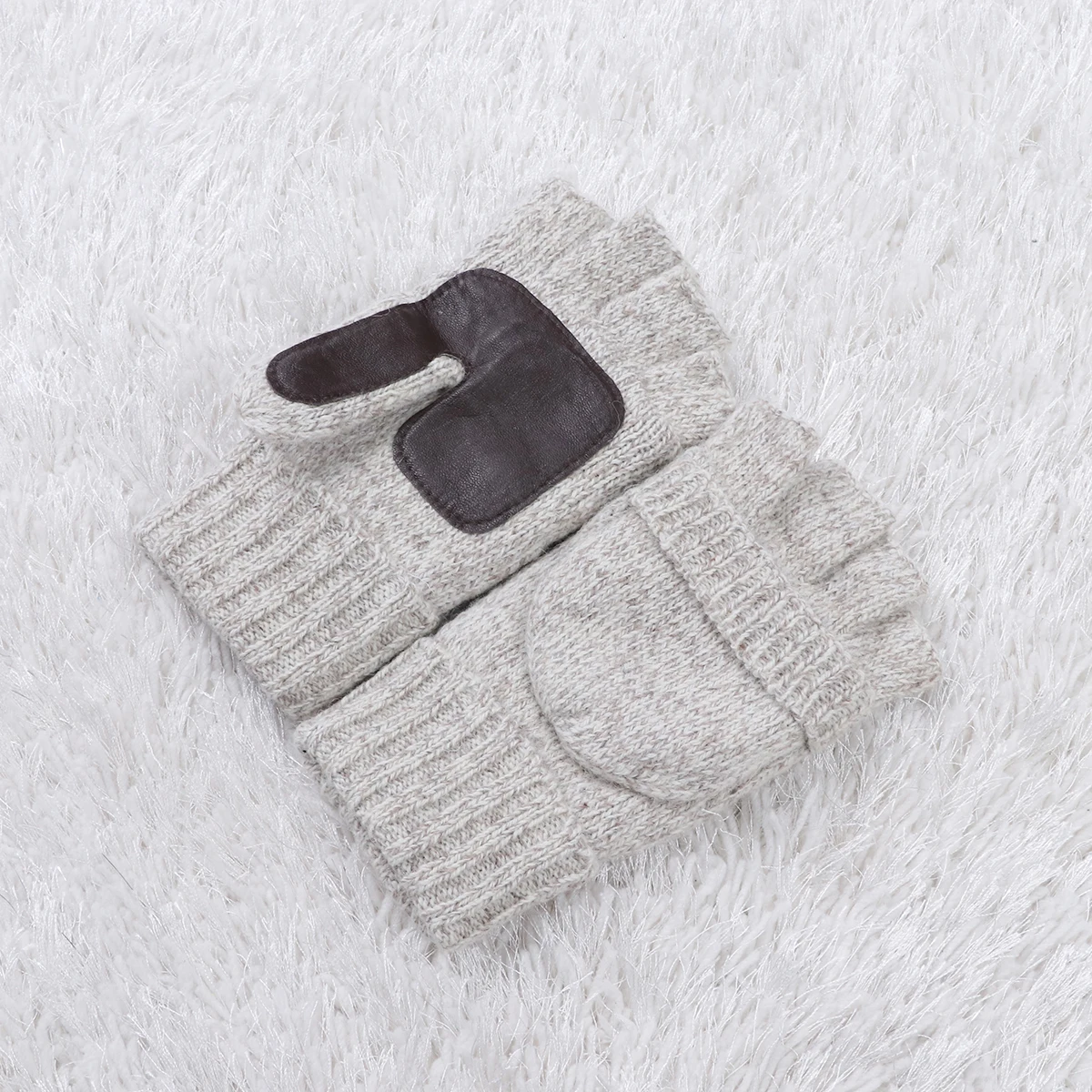 

1Pair Winter Plus Thick Knitting Half Finger Gloves Beige Sports Fitness Gloves Wrist Protectors Non-Slip Sweat Absorbent