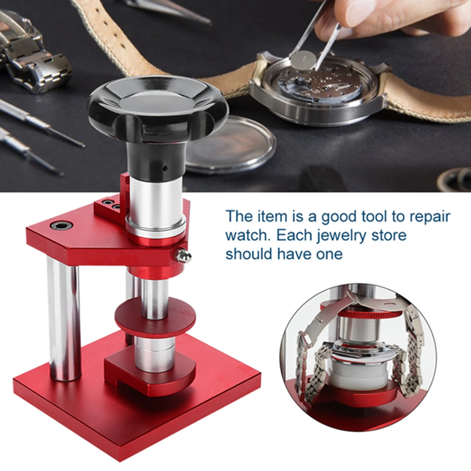 Screw Type Precise Crystal Bezel Watch Back Case Cover Press Tool with 20 Dies Pressing Repair Watch Crystal Press Watch Press