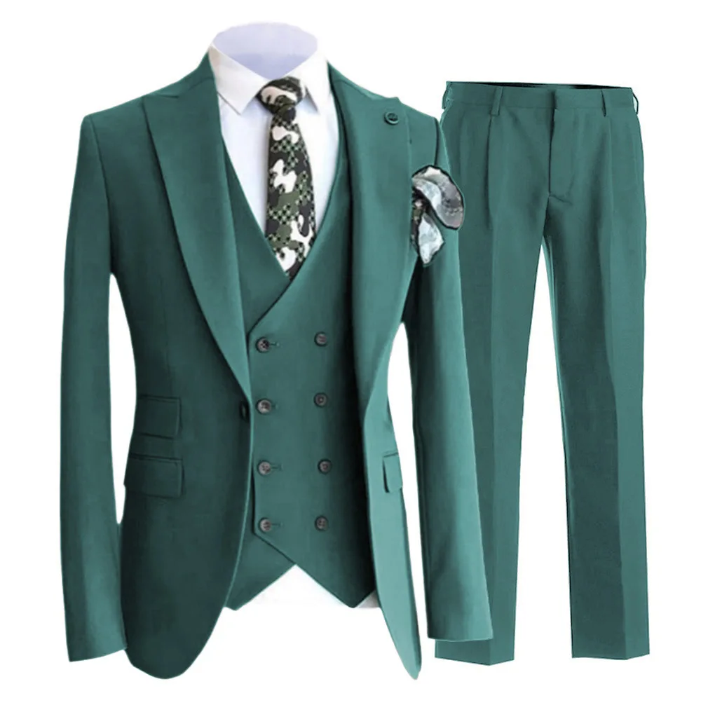 

Custom Made Two Button Groom Tuxedos Groomsmen Slim Fit Mens Wedding Blazer Suits (Jacket+Pants+Vest) Trajes De Hombre Plus Size