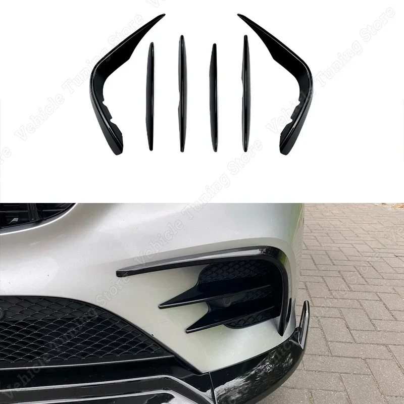 Car Front Bumper Splitter Spoiler Fog Light Trim Wind Knife For Mercedes Benz GLC Class X253 GLC260 300 GLC43 AMG 2016-2019 ABS