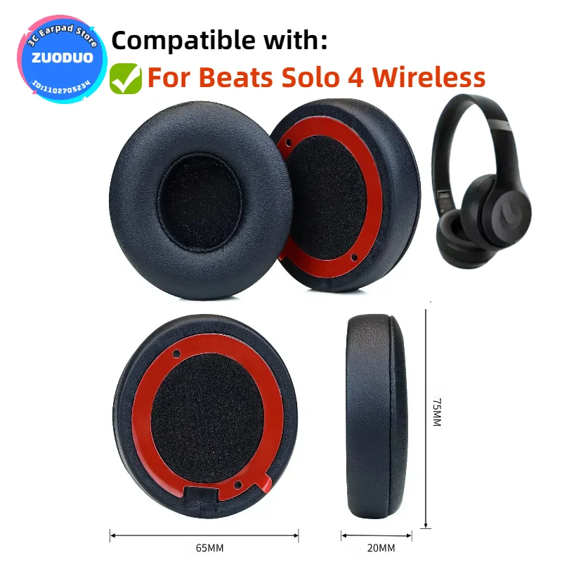 Per Beats Solo 4 Copertura in spugna wireless Copertura protettiva per l'orecchio in rete di pelle traspirante Sostituzione dell'auricolare