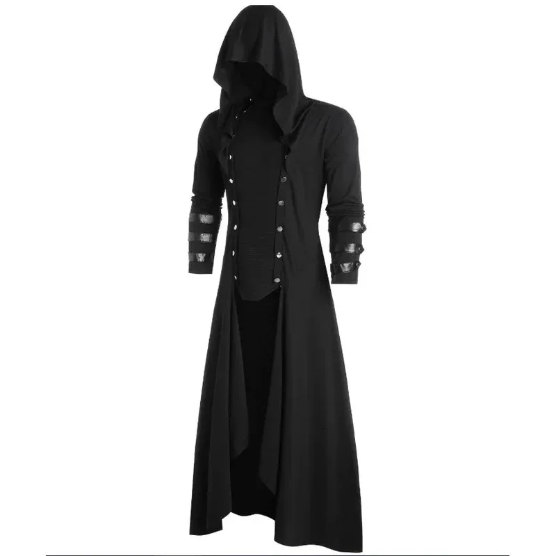 Manteau gothique Long pour hommes et femmes adultes, victorien médiéval, Steampunk, manteau à capuche, createur de Vampire, Costumes de Cosplay pour Halloween