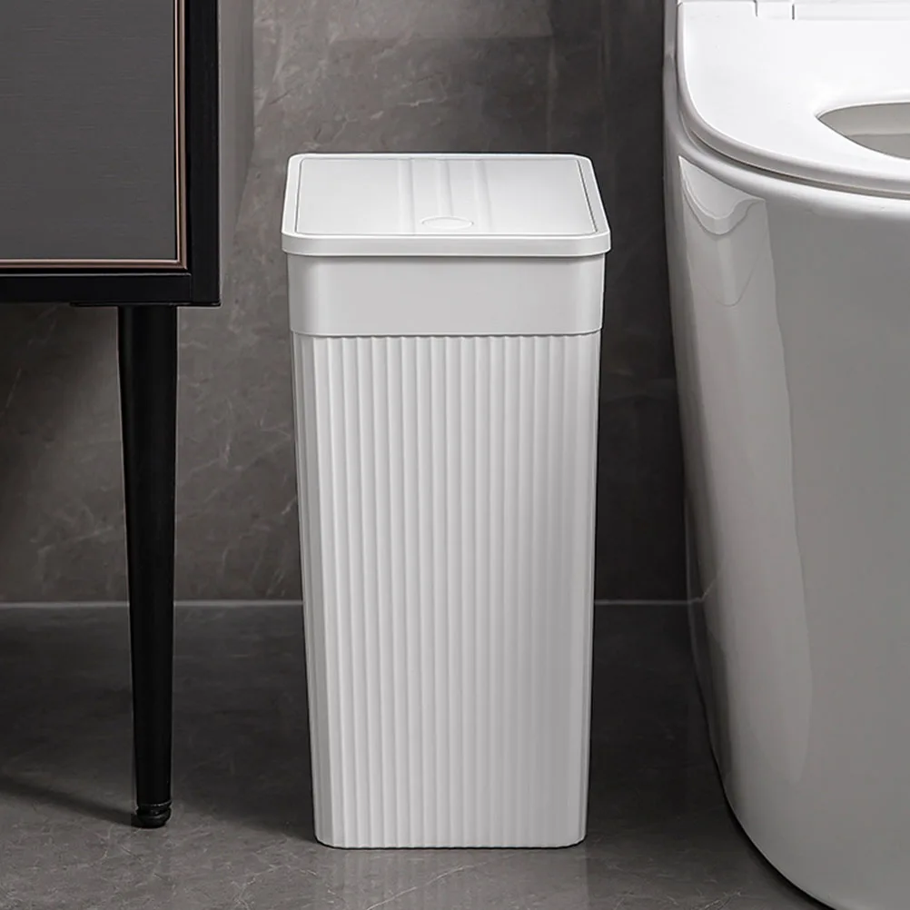 

Press Type Trash Can Plastic Narrow Bathroom Waste Bin With Lid Small Garbage Pail For Kitchen Bedroom Office Use