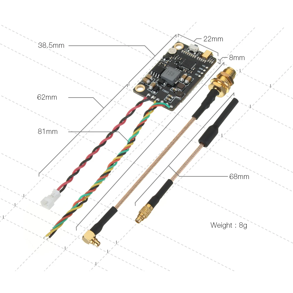 Eachine – Transmisor a pantalla LED de 5,8G y 40 canales. TX805, Transmisor de 25/200/600/800mW, compatible con OSD/Pitmode/Smartaudio