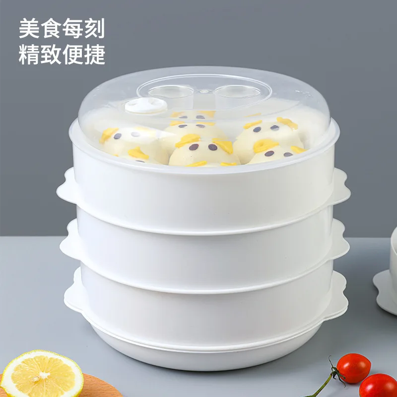 Steamer Cooker New Microwave Cooking Mantou Heating Plastic Steamer with Cover Cookware Kitchen Gadgets and Accessories