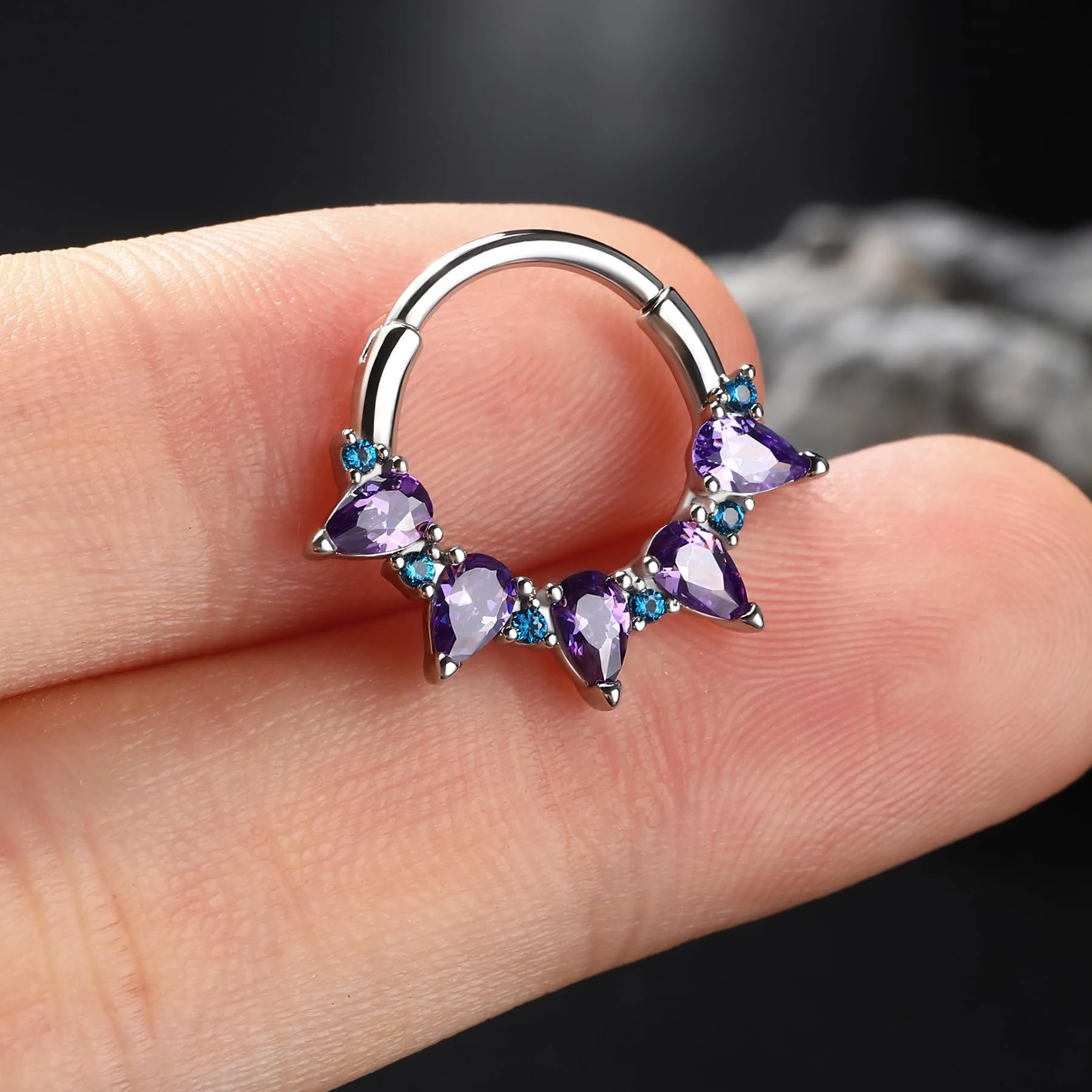 Zircon Nose Ring Hoop with Gemstone Design