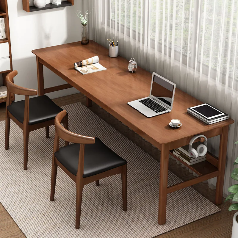 Solid wood double desk, long table, table, leadership staff desk, home workbench, computer table