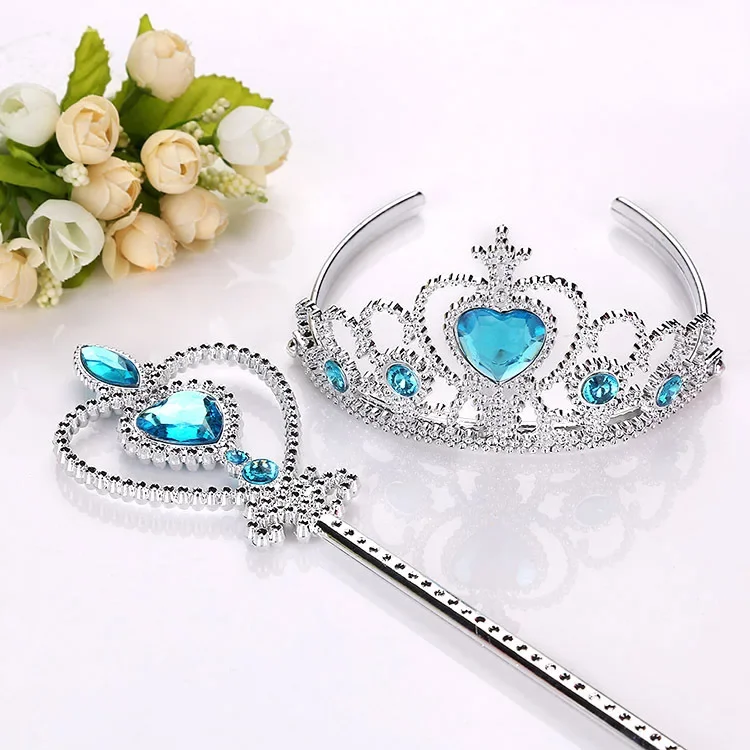 

Crown Tiara Sorcery Scepter Set Children's Plastic Princess Jewelry Cute Princess Crowns Hairband Headdress For Girls Kids Toys