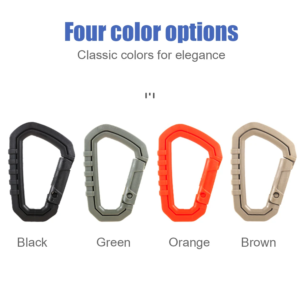 Tactical Carabiner D Shape Plastic Carabiner Heavy Duty Spring Snap Hook for Outdoor Travelling Camping Hiking Backpack