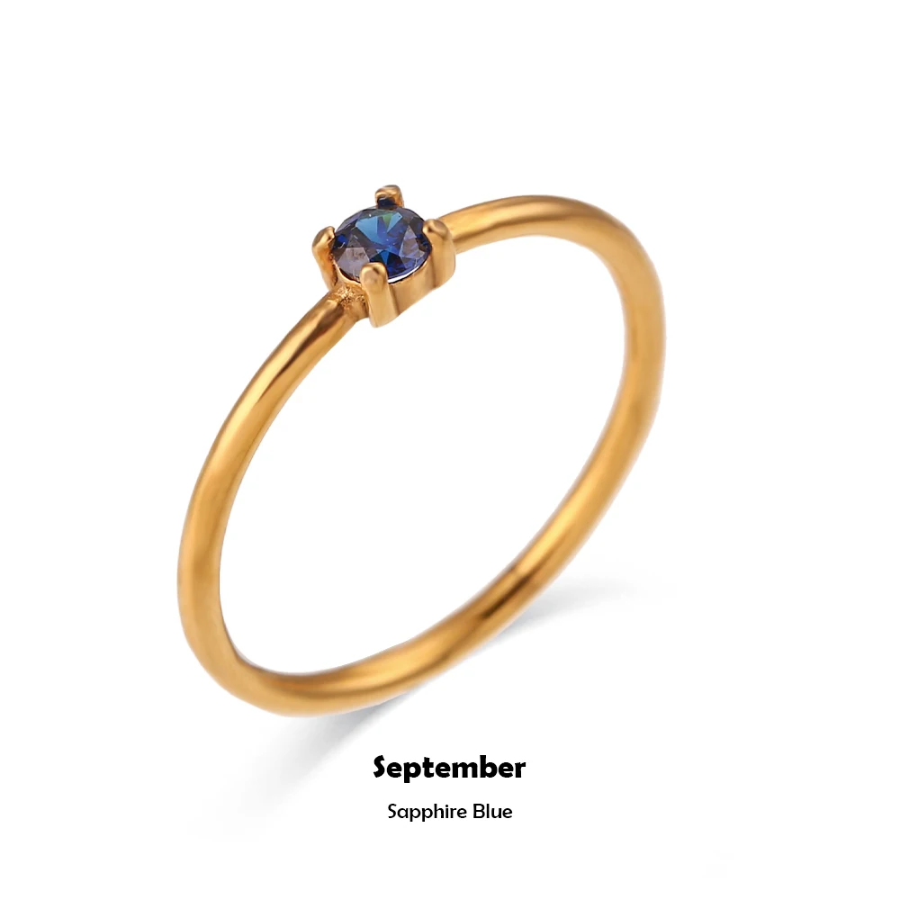 E.B.belle 12 Maanden Constellation CZ Geboortesteen Ringen Voor Vrouw Vergulde Rvs Zodiac Verjaardagscadeau Ring Sieraden