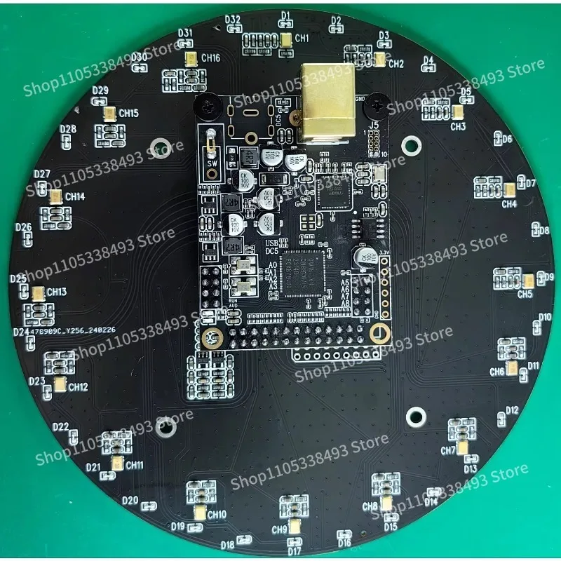 For USB Sound Card Ring 16-way Microphone Array 32 LED Orientation Indication