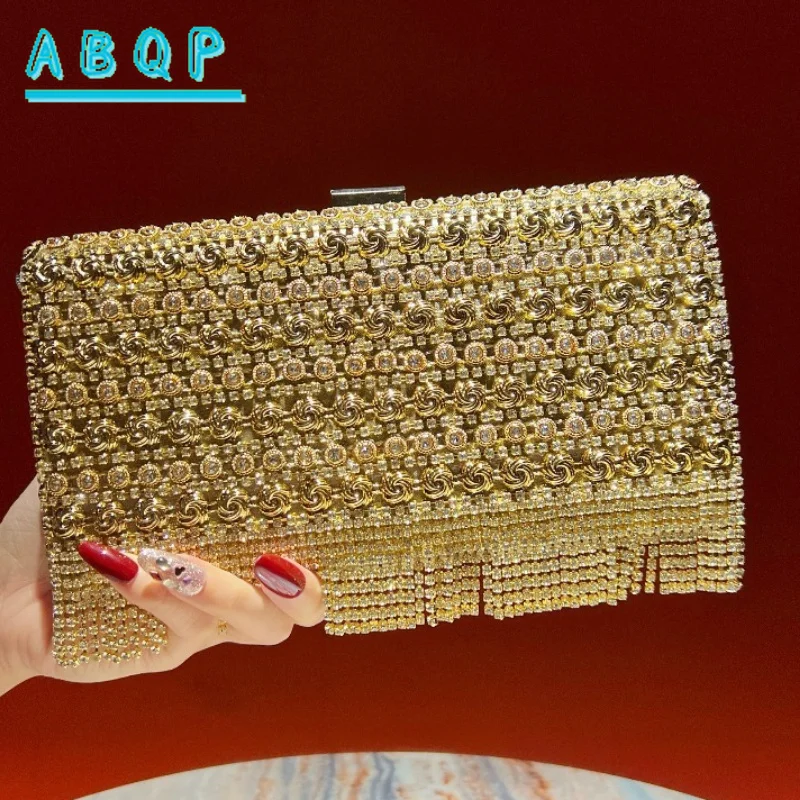 New Evening Clutch Luxury Brand Diamond-Encrusted Sparkling Dinner Party Clutch Shiny Fashion Women's Shoulder Crossbody Bag