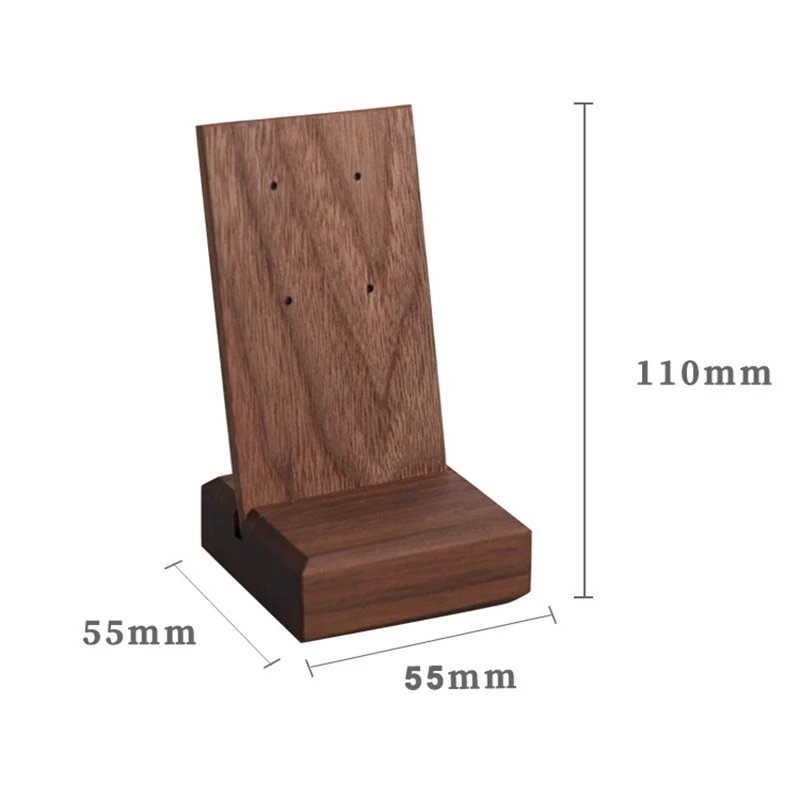 1 PC 11x5.5cm  Walnut Dark Brown Rectangular High-end Wood Earrings Display Stand Storage Photo Props Jewelry Display Stand