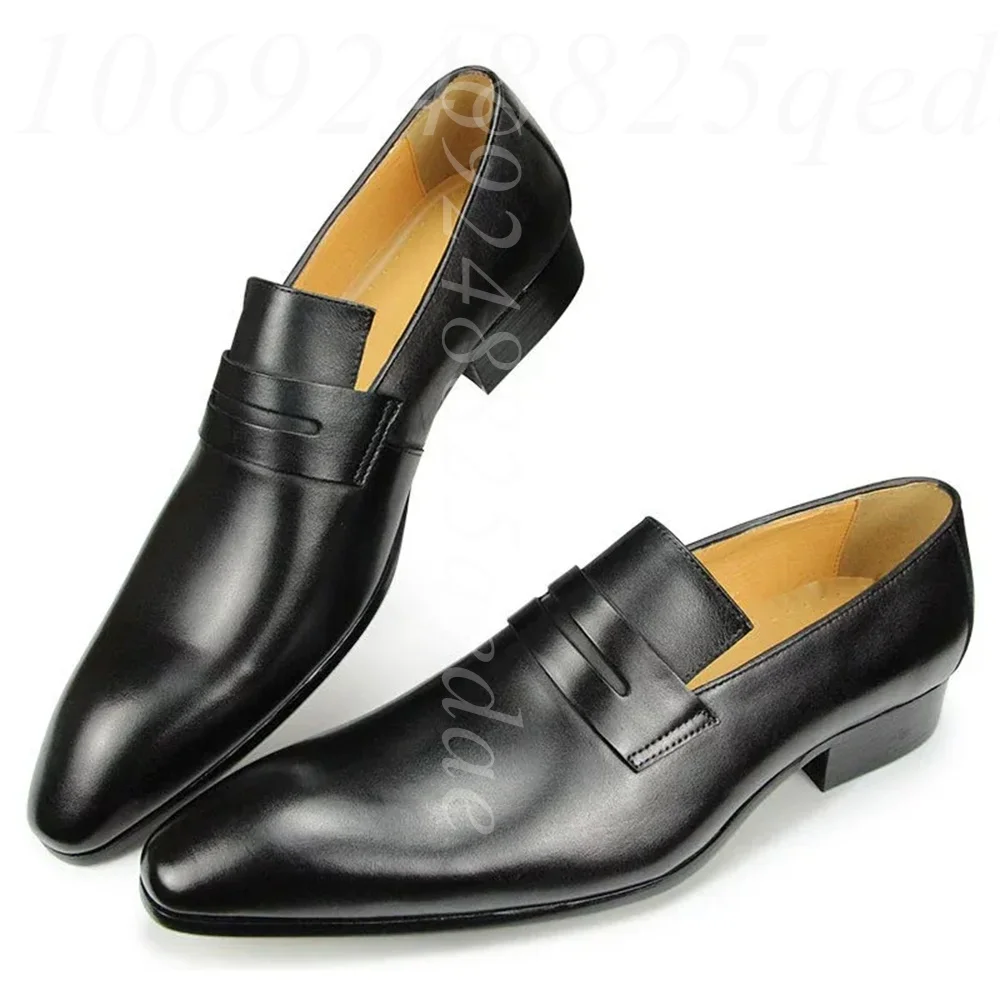 

Versatility Gradient Burnished Leather Penny Loafers Slip-On Design, Pointed Toe Breathable Insole Formal & Casual Dress Shoes