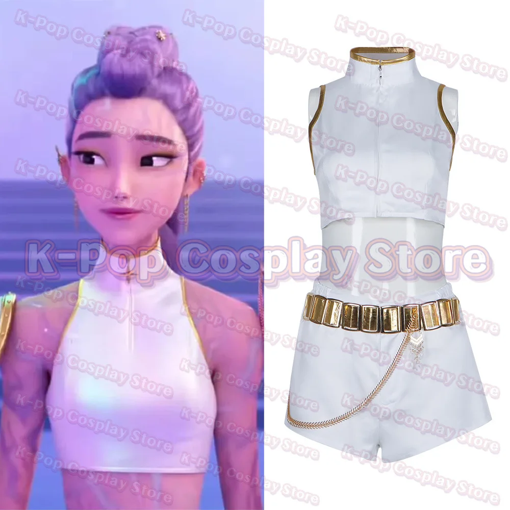 

Movie K-POP New Demon Hunters KPop Cosplay Rumi Mira Zoey Costume White Singing Suit Women Halloween Carnival Party Outfit