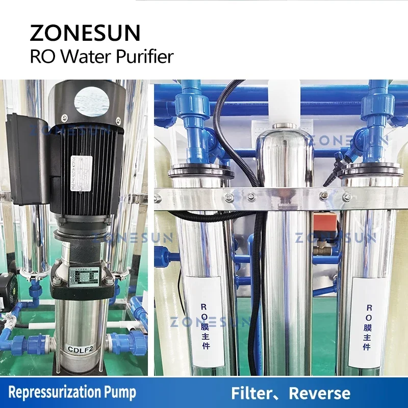 ZONESUN-purificador de agua potable, sistema de ósmosis inversa, filtración de filtro, purificación RO, máquina de tratamiento de agua, ZS-WP500L