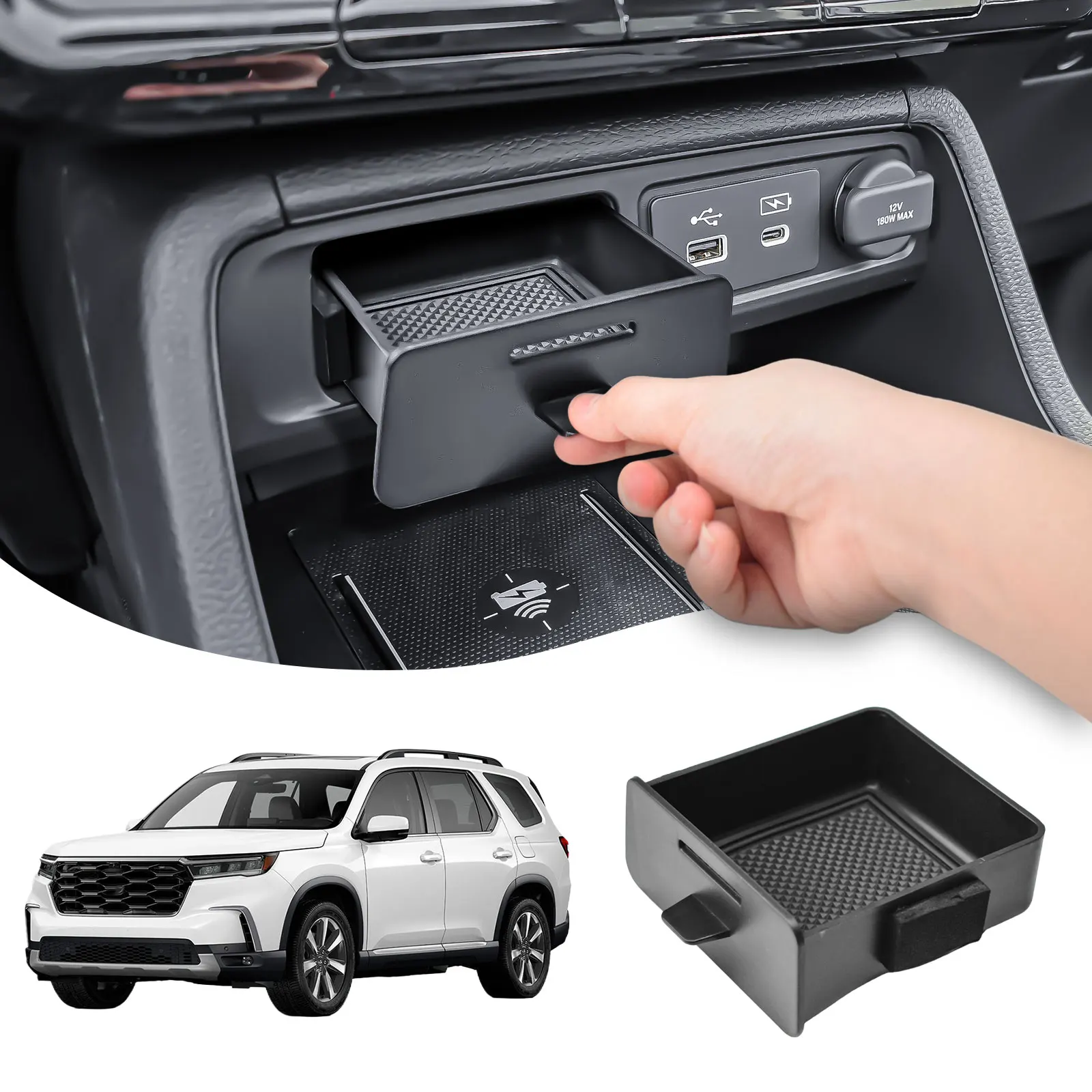 

Middle Center Console Drawer Storage Box For 2023 2024 2025 Honda Pilot / 2026 Passport Secret Compartment Coin Holder Drawer