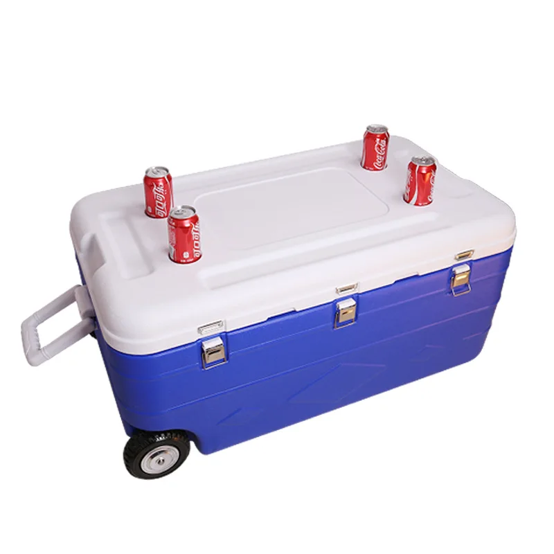 Custom Outdoor Sturdy Insulation Food Grade 180L HDPE PU Cooler Box With Wheels For Fishing Camping Travel And 5-Day Ice Retenti