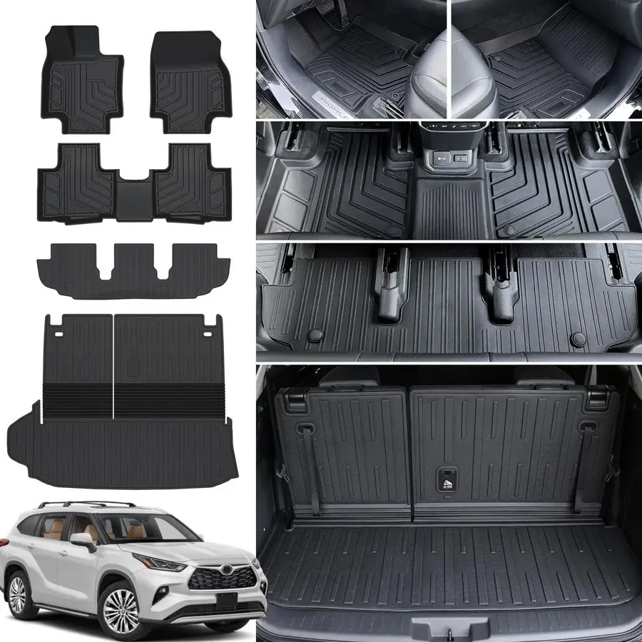 

Mat Cargo Mat for 20202024 2025 2026 Toyota Highlander 7 Seat Car Mat AccessoriesBoth Hybrid and Gas, All Weather TPE Cargo Line