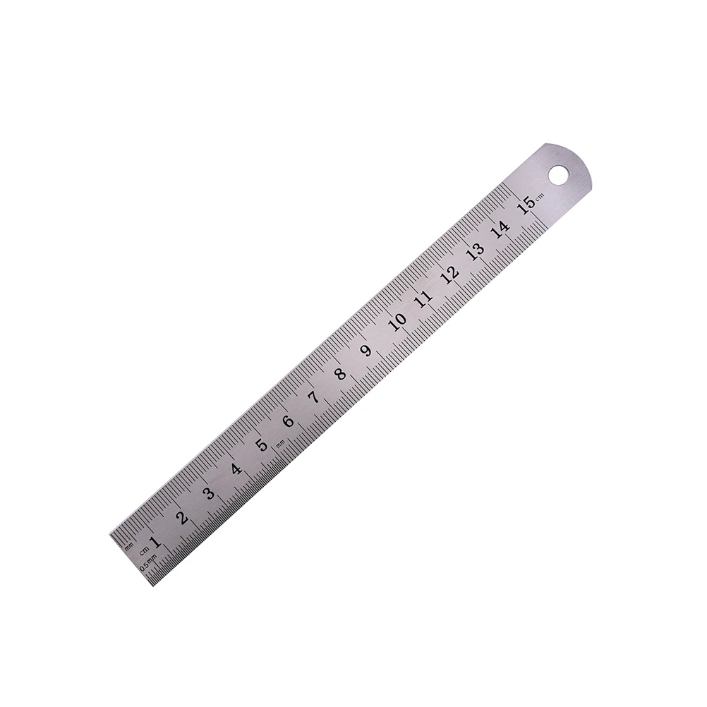 Simple Ruler 15cm Steel Ruler Office Stationery Metric Rule Precision Metal