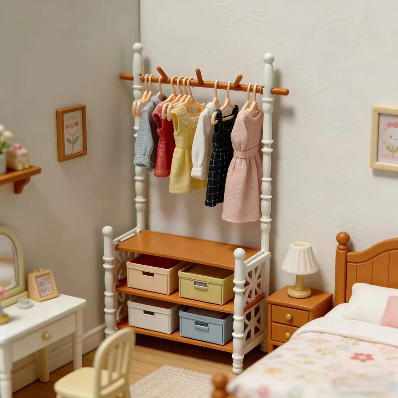1 juego de armarios de muebles en miniatura, adecuados para guardar escenas de dormitorios de casas de muñecas y coleccionar para entusiastas de las miniaturas.