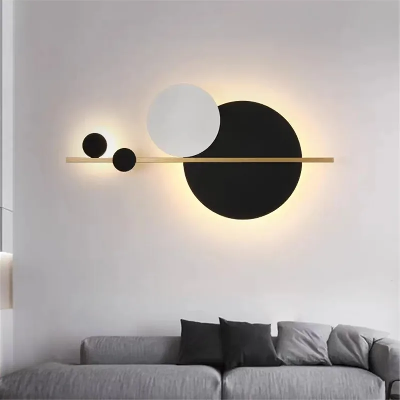 

Post modern wall lamp Nordic Art Circle Bedside Led round wall decor light Parlor Kitchen Study Aisle Backgrund nightstand light