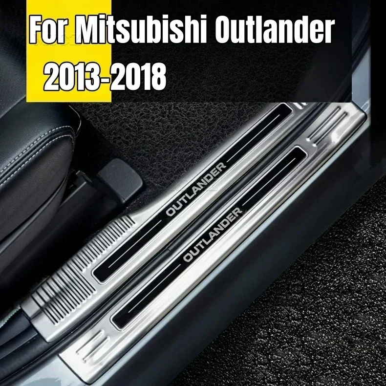 

For Mitsubishi Outlander 2013-2018 Car Rear Bumper Protector Sill Trunk Tread Plate Trim Scuff Plate/Door Sill Car Accessories