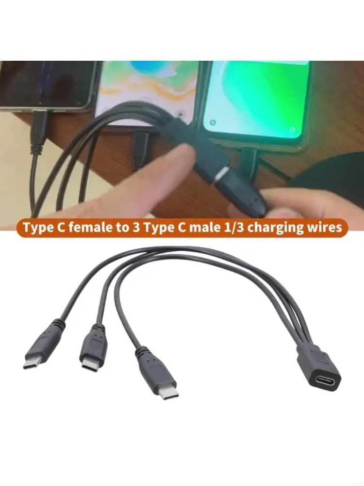 

Разветвитель для тройного зарядного устройства типа C, выходной шнур 5V3A, длина 30 см, зарядный кабель для телефонов, игровых