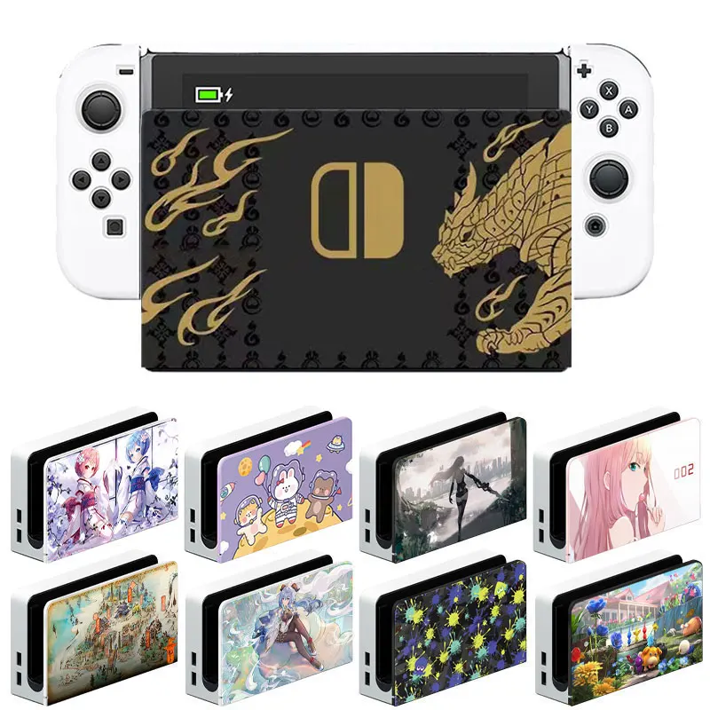 Decorative Front Plate Protective Cover For Nintendo Switch Oled Charging Dock Station Base Cartoon Replacement Faceplate Case