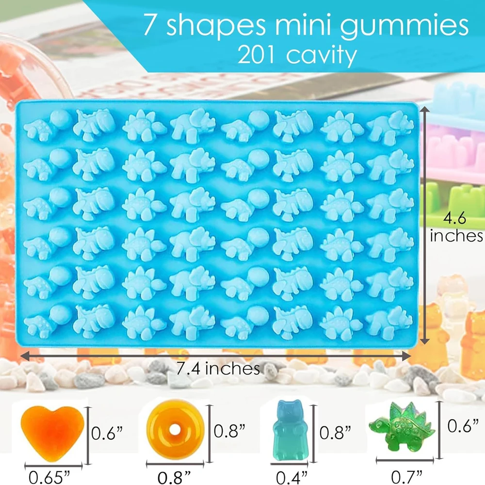 Moldes de goma para doces de urso ou bloco de gelo - Moldes de goma de chocolate de tamanho mini com 2 conta-gotas antiaderentes - cor aleatória