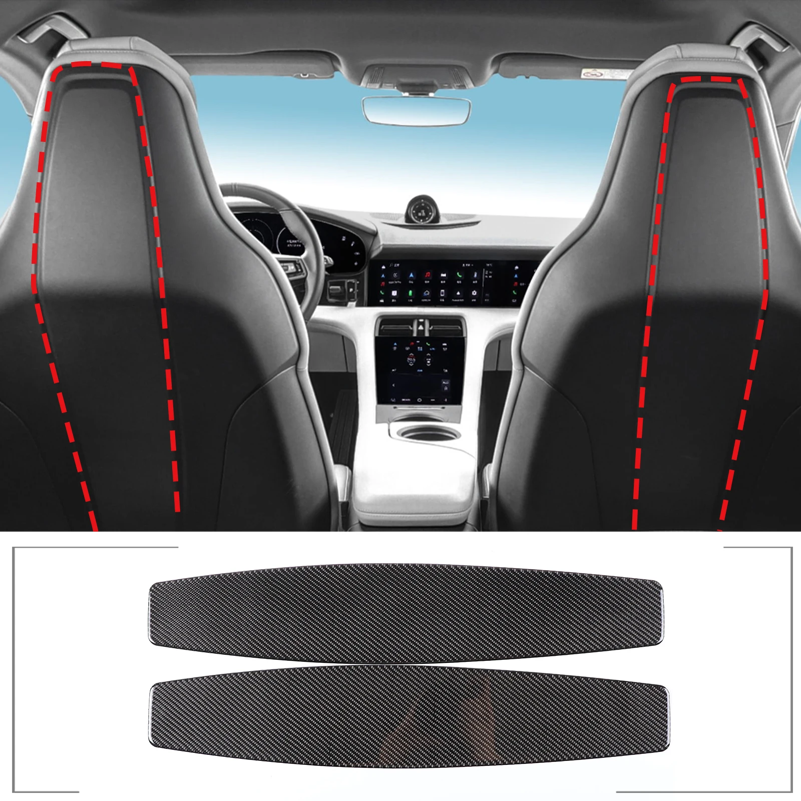 

For Porsche Taycan 2019-2022 Soft Carbon Fiber Car front seat Rear back panel trim sticker decoration Car Accessories
