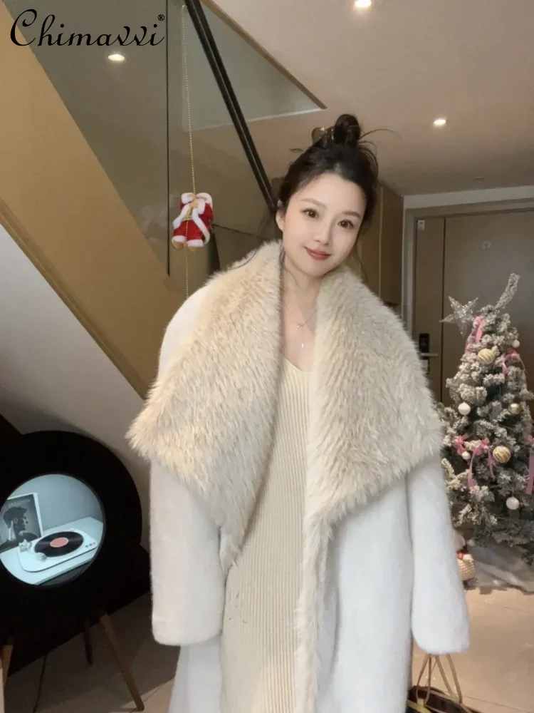 

High-end Fashion European Mink Fur Integrated Coat Women's Winter New Elegant Warm Long Sleeves Simulated Mink Fur Jackets