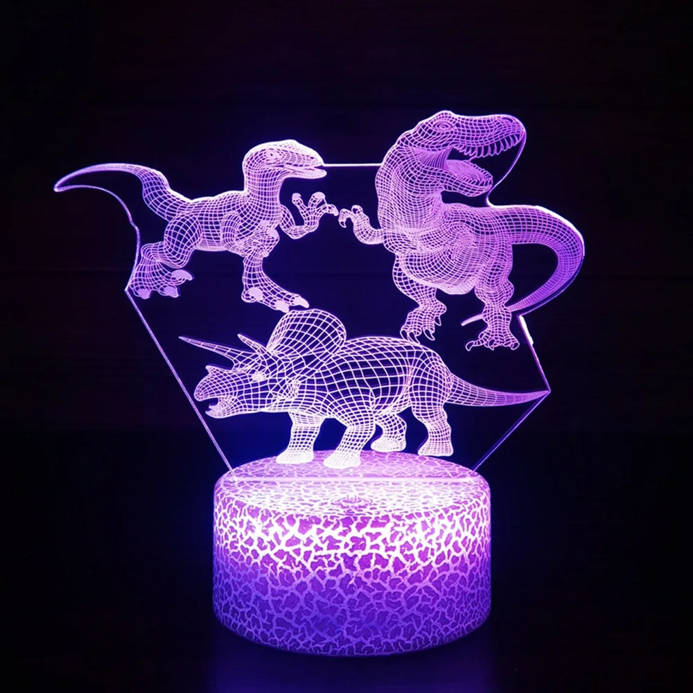 3D Cute Dinosaur Night Light Kids LED Dino Lamp Lovely USB Acrylic Glasses Table Nightlight for Children Gift Lamp Bedroom Decor