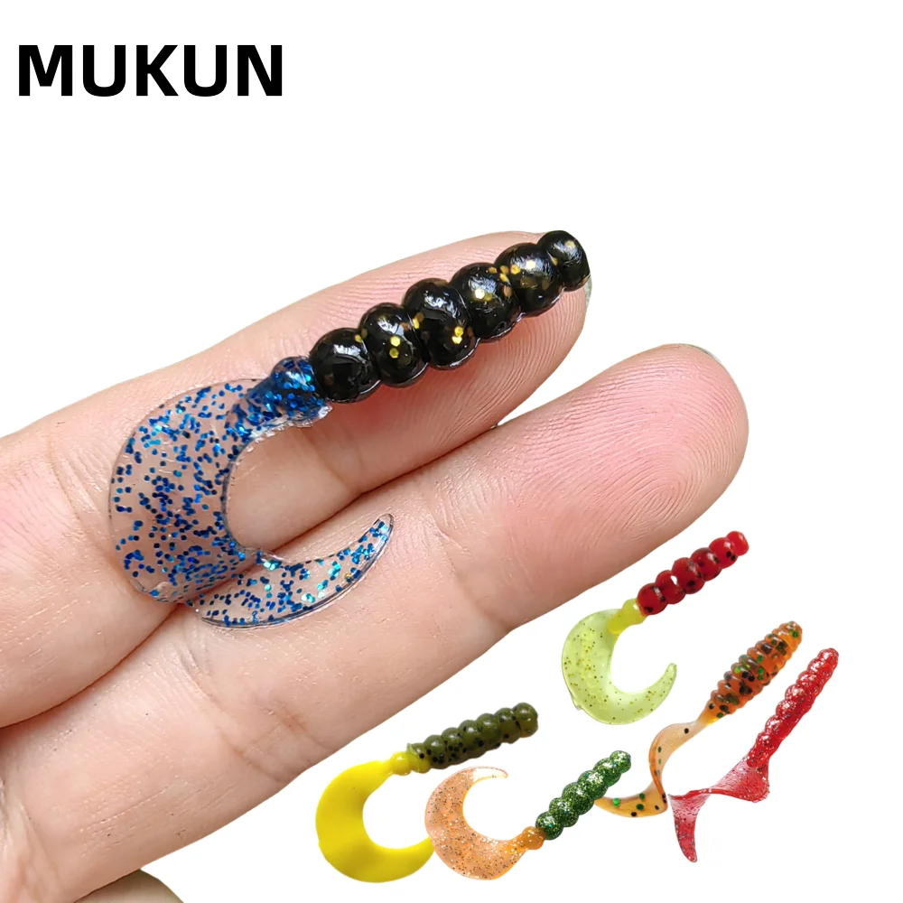 MUKUN 12pcs/lot Soft Fishing Lure Wobblers Silicone Artificial Bait Grub Worm Lures for Bass Trout Carp Fishing Lures 4cm 0.75g