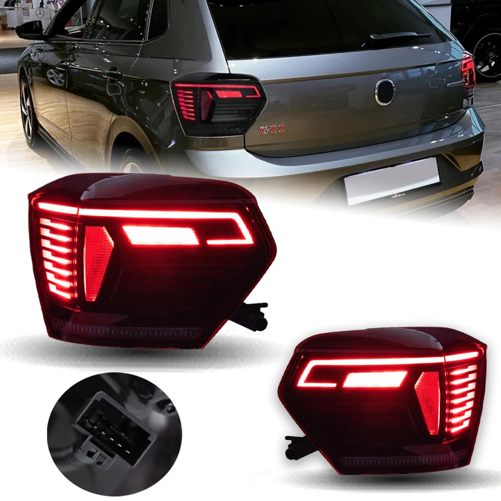 Tylne światła dla VW Polo tylne światło ledowe 2019-2023 nowa lampa tylna stylizowane samochodowe światła do jazdy dziennej soczewki projektora sygnalizacyjna samochodu akcesoria tylne