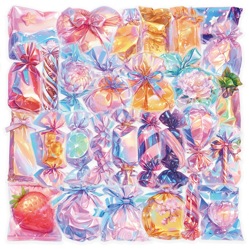 

10/30/50pcs Cute PET Transparent Colorful Candy Stickers Aesthetic Decals Kid Toy DIY Stationery Phone Laptop Waterproof Sticker