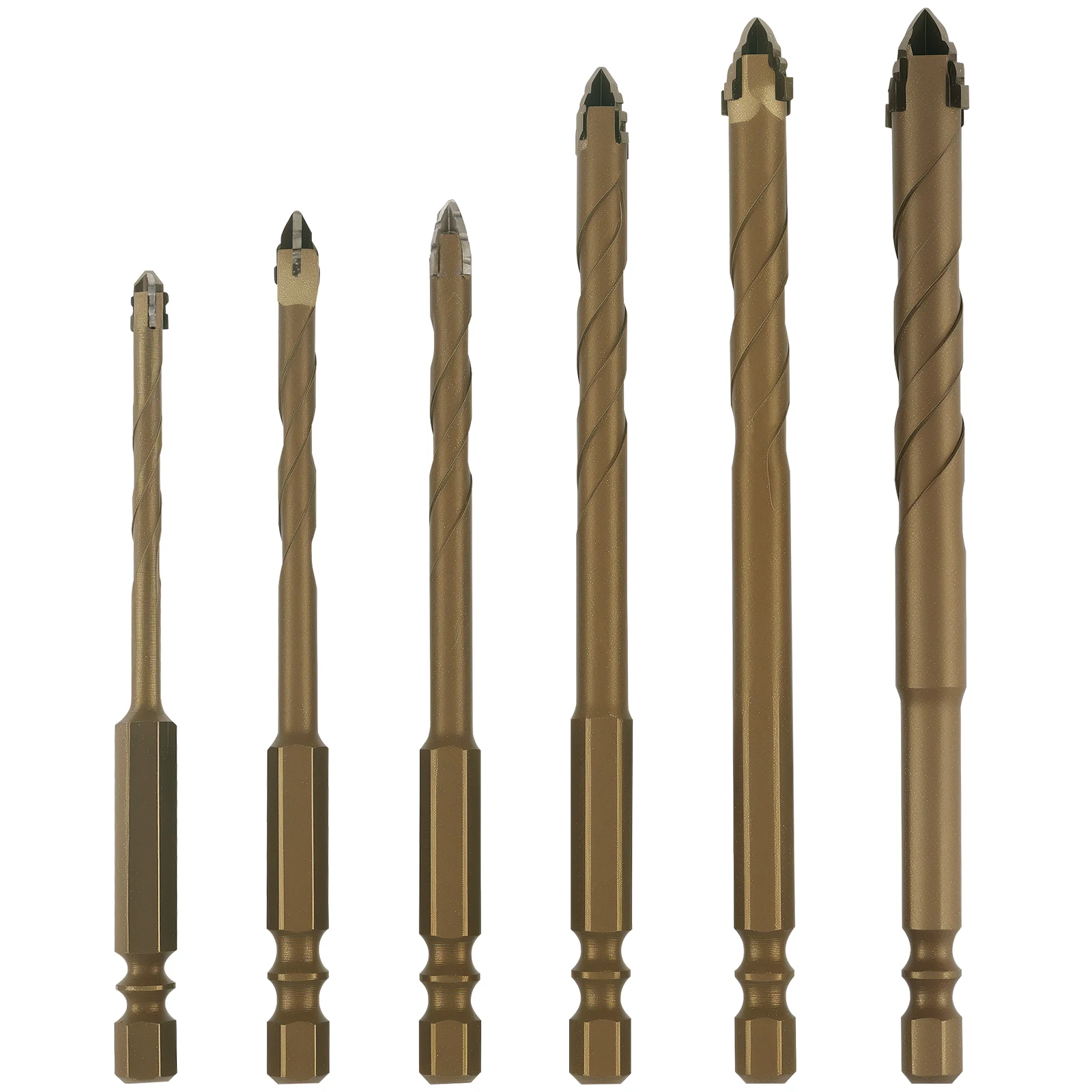 

6Pcs High Strength Eccentric Twist Drill Bit 4/5/6/8/10/12mm Four Flute Sawtooth Masonry Drill Bit for Concrete Tile Wood Metal