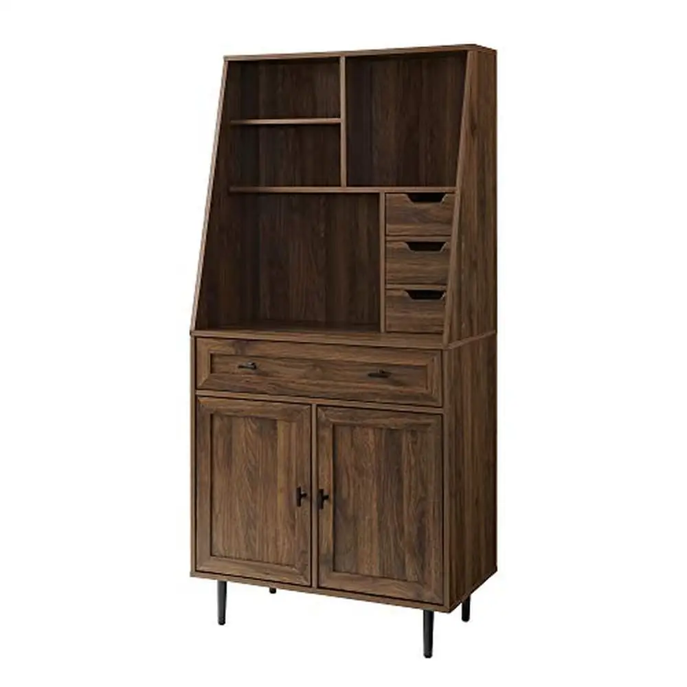 Wooden Home Office Secretary Desk with Bookshelf Storage and Keyboard Drawer Cabinet 64